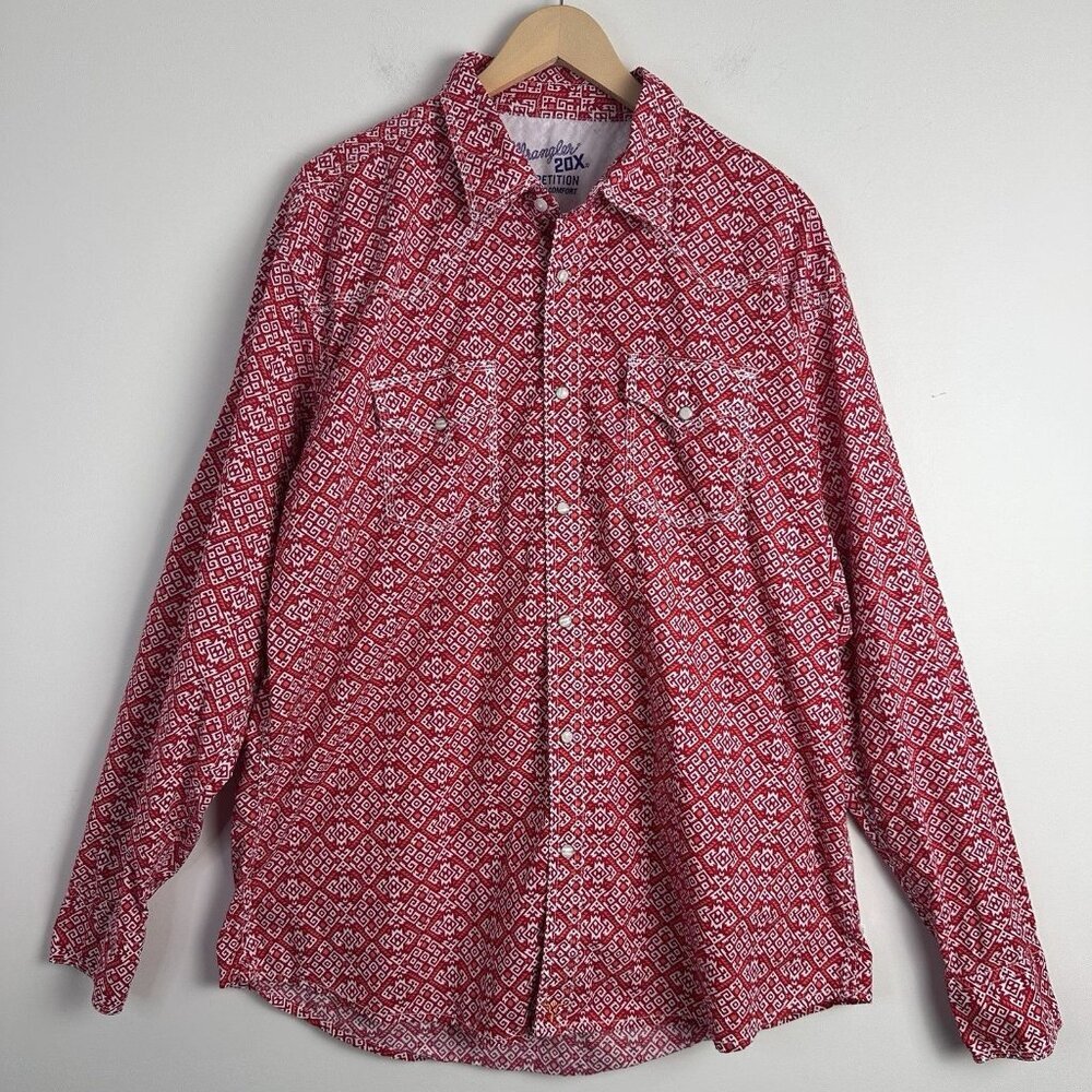 Wrangler Shirt 20X Competition Advance Comfort Men XL AOP Geometric Cowboy Rodeo